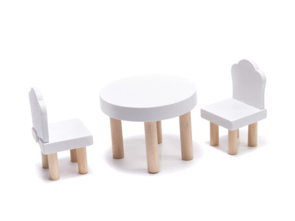 Casa de papusi mare din lemn cu 3 etaje, 4 camere, terasa, mobilier si iluminare LED, 62x27x78 cm, alb - imagine 18