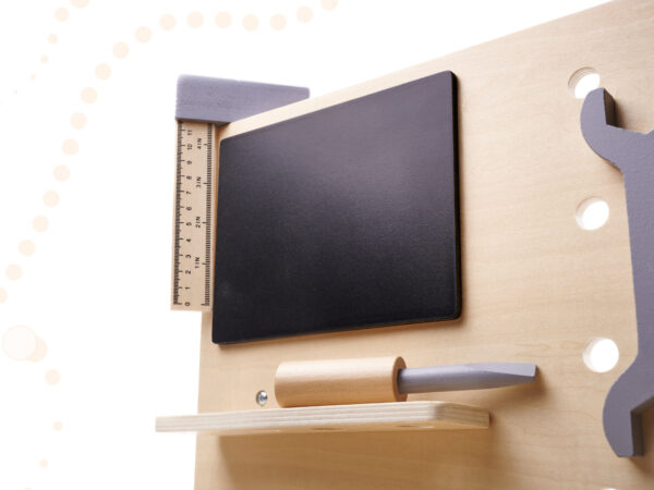 Banc de lucru copii din lemn cu unelte incluse, masa 45x26x67 cm, set DIY pentru micul mester - imagine 11