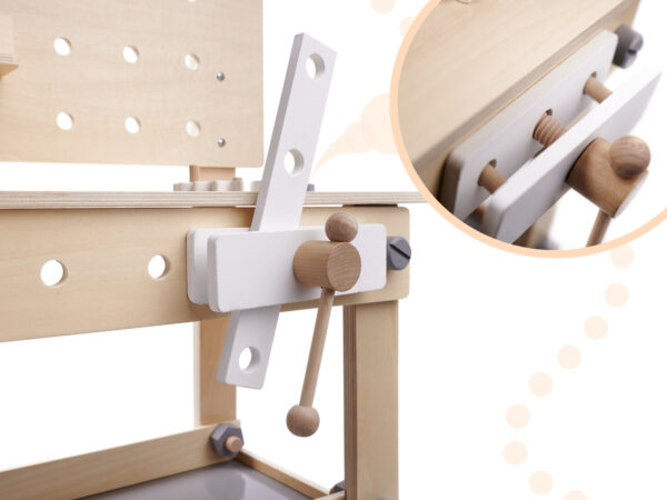 Banc de lucru copii din lemn cu unelte incluse, masa 45x26x67 cm, set DIY pentru micul mester - imagine 13
