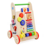 Antemergator din lemn pentru copii cu jocuri educative, 51x32x31 cm, multicolor