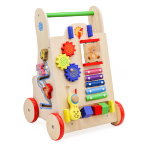 Antemergator din lemn pentru copii cu jocuri educative, 51x32x31 cm, multicolor