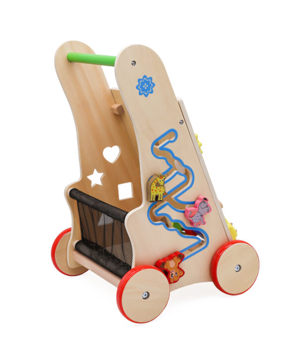 Antemergator din lemn pentru copii cu jocuri educative, 51x32x31 cm, multicolor - imagine 2