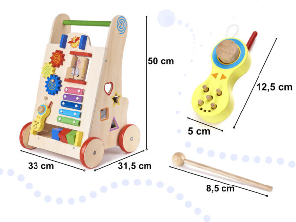 Antemergator din lemn pentru copii cu jocuri educative, 51x32x31 cm, multicolor - imagine 8