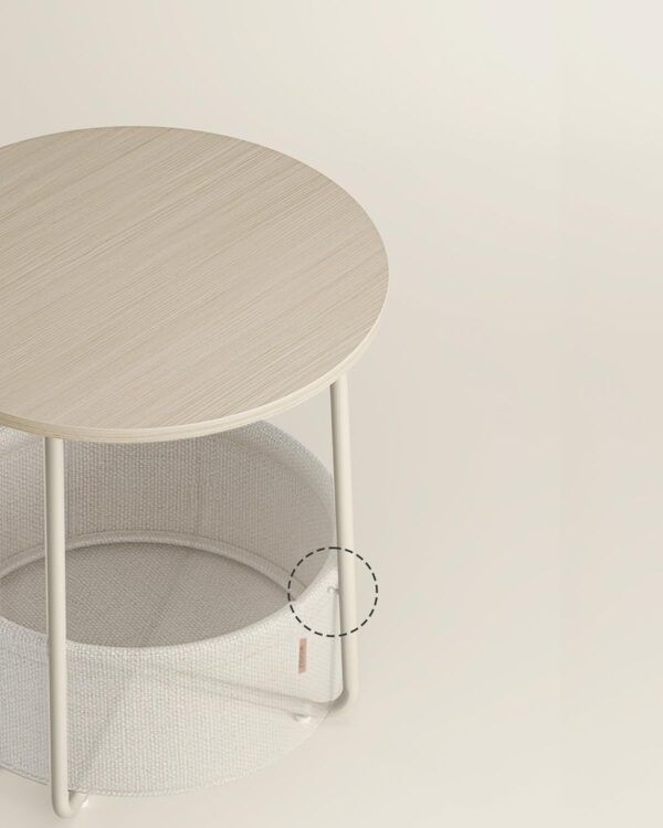 VASAGLE Masuta de cafea rotunda cu cos de stofa, stil modern, 45x50cm, bej - imagine 4