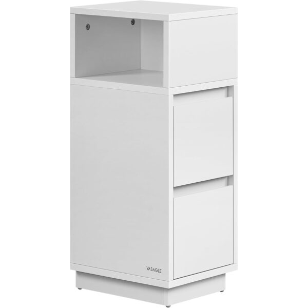 VASAGLE Noptiera ingusta cu 2 sertare, montaj stanga - dreapta, 30x25x65 cm, alb