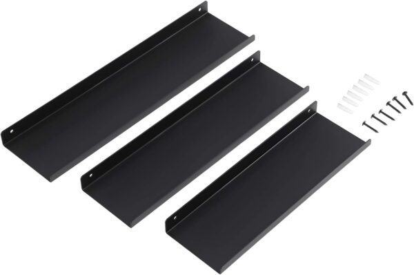 SONGMICS Set 3 rafturi perete metalice, montaj suspendat, stil industrial, 40x10x2,5 cm, negru - imagine 2