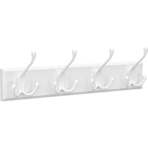 SONGMICS Cuier perete cu 4 carlige triple, MDF si aliaj zinc, 40x11 cm, alb