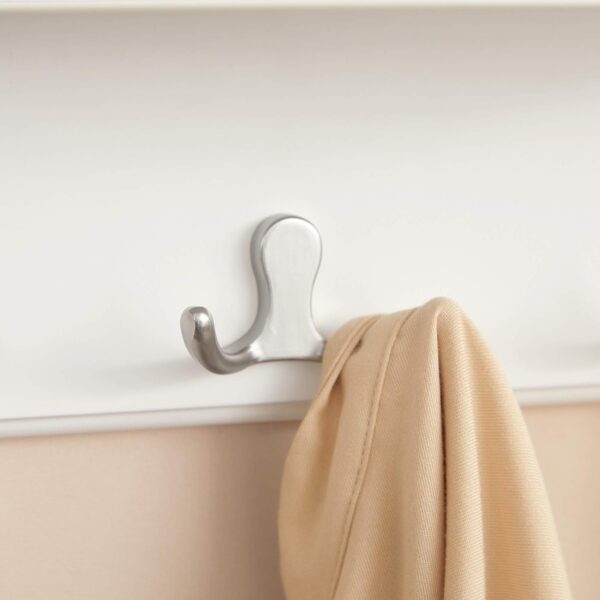 SONGMICS Cuier perete cu raft, 4 carlige duble metalice, MDF, 42x11x15 cm, alb - imagine 4