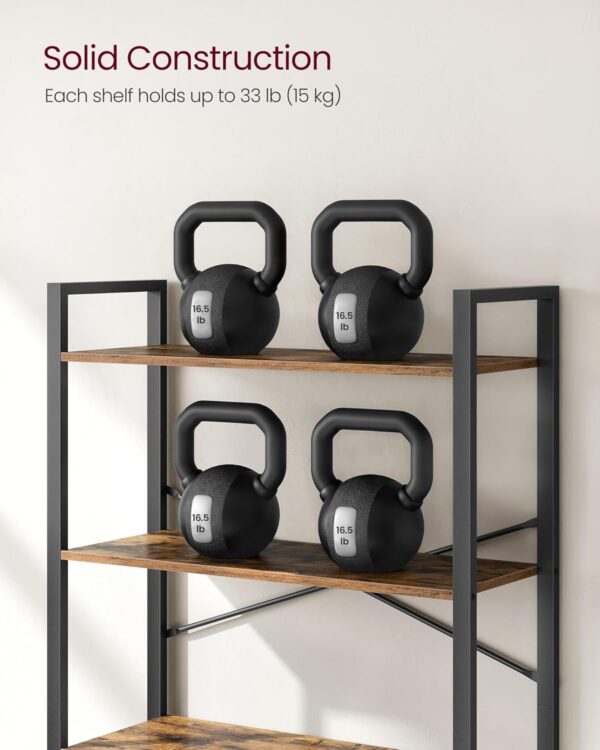 VASAGLE Biblioteca cu 6 rafturi, etajera stil industrial, PAL si cadru metalic, 30x80x186 cm, maro rustic - imagine 4