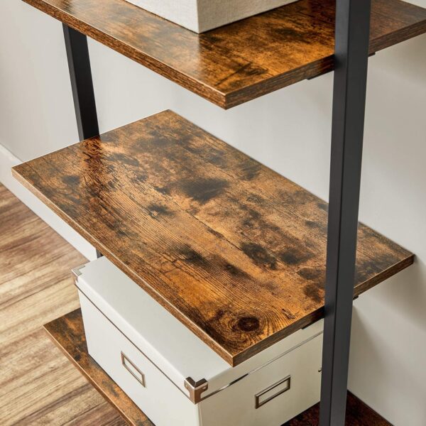 VASAGLE Etajera tip scara 6 rafturi, PAL si cadru metalic, 60x30x205 cm, maro rustic - imagine 7