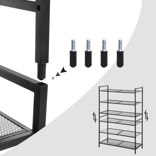 SONGMICS Etajera pantofi 3 niveluri, metalica, suprapozabila, 68x30x53 cm, negru - imagine 2
