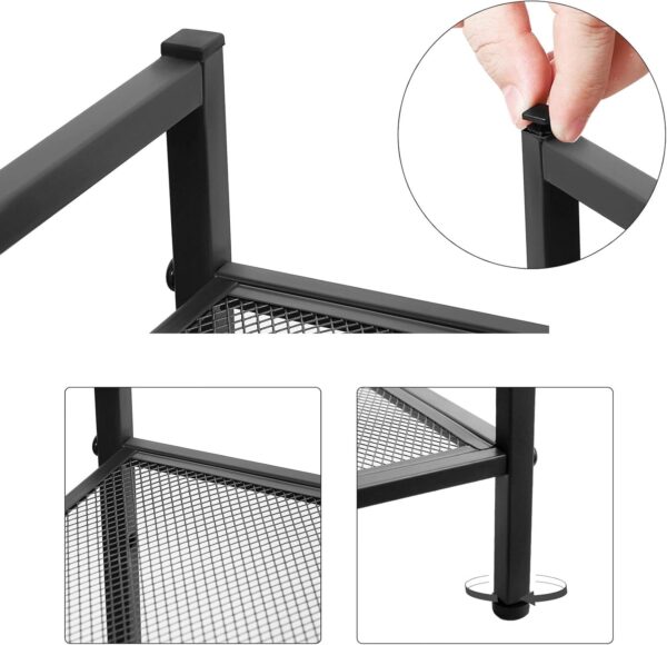 SONGMICS Etajera pantofi 3 niveluri, metalica, suprapozabila, 68x30x53 cm, negru - imagine 3