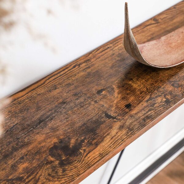 VASAGLE Masa tip consola cu cadru metalic, design industrial, 120x23x74 cm, maro rustic - imagine 6