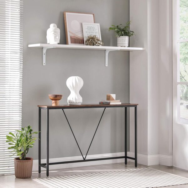 VASAGLE Masa tip consola cu cadru metalic, design industrial, 120x23x74 cm, maro rustic - imagine 7