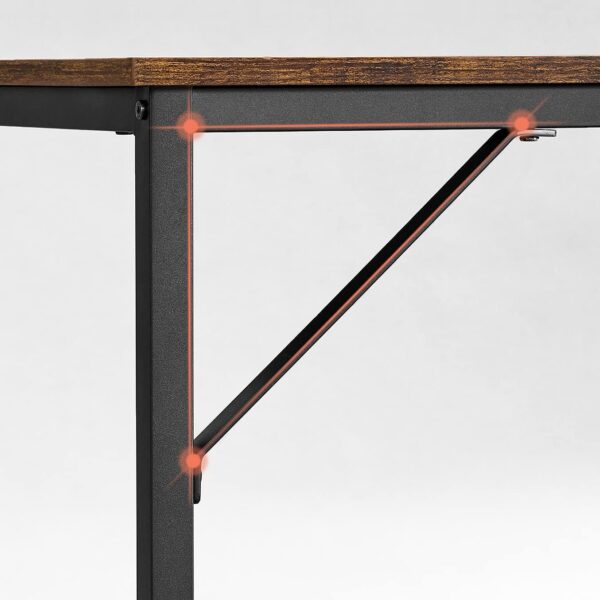 VASAGLE Birou PC compact, stil industrial, PAL si cadru metalic, 80x50x76 cm, maro rustic - imagine 2