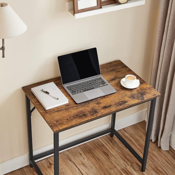 VASAGLE Birou PC compact, stil industrial, PAL si cadru metalic, 80x50x76 cm, maro rustic - imagine 6