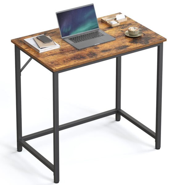 VASAGLE Birou PC compact, stil industrial, PAL si cadru metalic, 80x50x76 cm, maro rustic - imagine 7