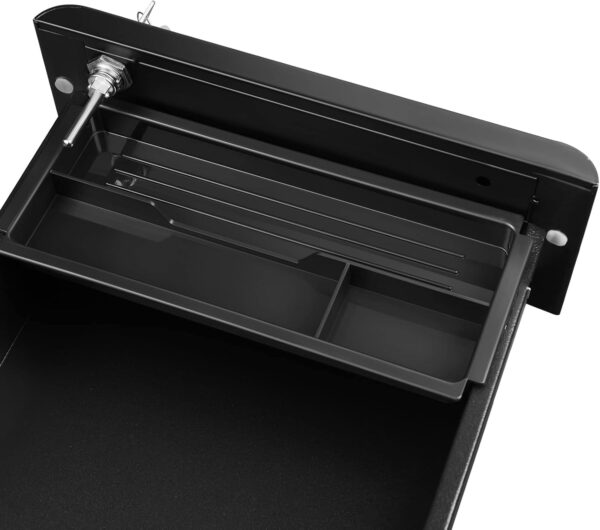 SONGMICS Dulap birou rollbox, cu 3 sertare si roti, corp metalic preasamblat cu incuietoare, pentru documente A4, 46x30x59 cm, negru - imagine 3