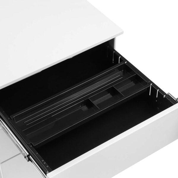 SONGMICS Dulap mobil rollbox pentru birouri, 3 sertare pentru documente, corp pre-asamblat, 45x39x54 cm, alb - imagine 6