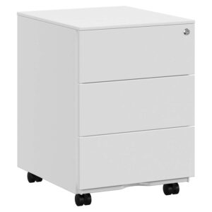 SONGMICS Dulap mobil rollbox pentru birouri, 3 sertare pentru documente, corp pre-asamblat, 45x39x54 cm, alb