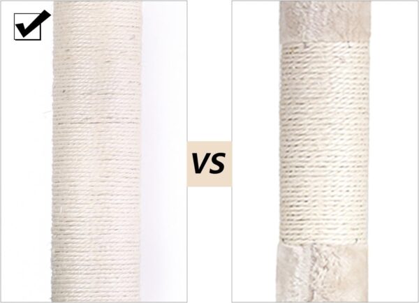 FEANDREA Ansamblu de joaca pentru pisici 152 cm cu stalpi sisal, 2 casute, cos plus si platforme, bej - imagine 4