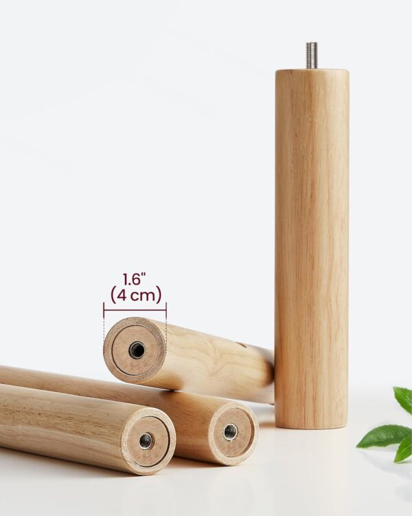 VASAGLE Cuier tip copac din lemn masiv, cu 8 carlige si baza patrata, 30x30x176 cm, bej natural - imagine 6