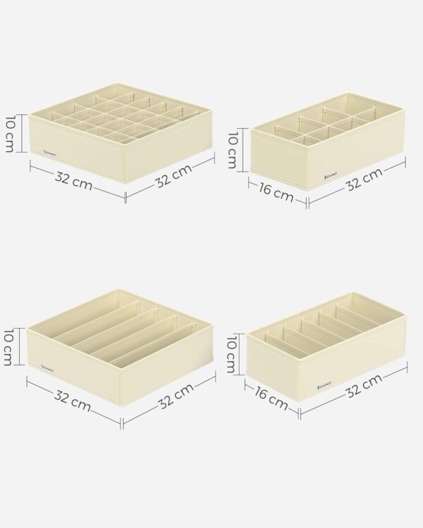 SONGMICS Organizator lenjerie set 8 cutii pliabile din material textil, pentru sertare si dulap, bej - imagine 2