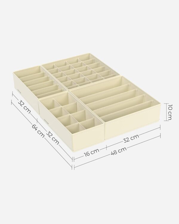 SONGMICS Organizator lenjerie set 8 cutii pliabile din material textil, pentru sertare si dulap, bej - imagine 3