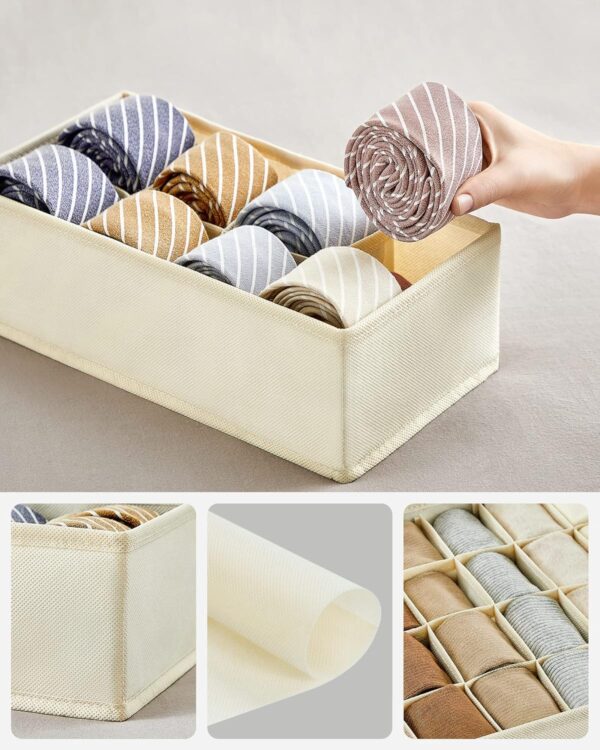 SONGMICS Organizator lenjerie set 8 cutii pliabile din material textil, pentru sertare si dulap, bej - imagine 8