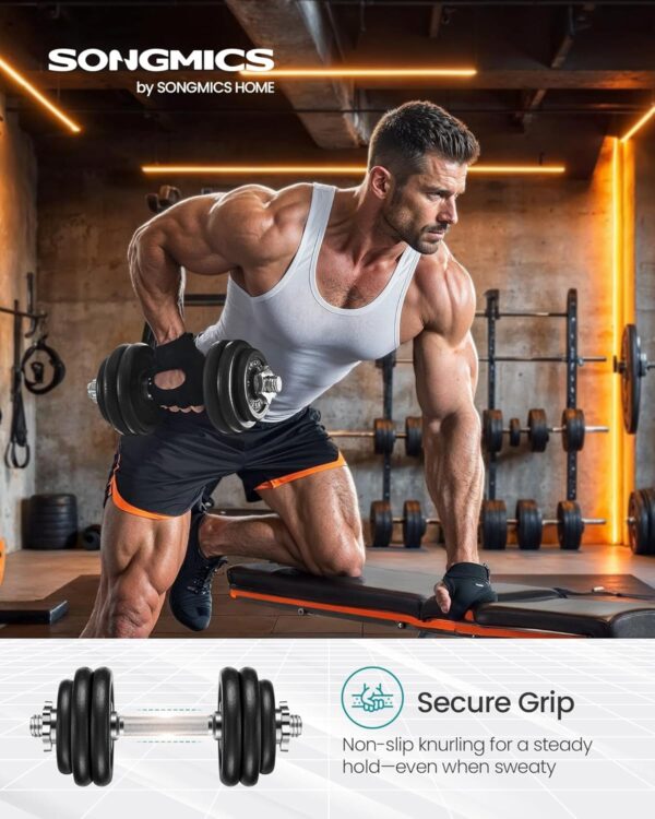 SONGMICS Set gantere reglabile 30 kg din fonta, 12 discuri, cu bara extensibila - imagine 4
