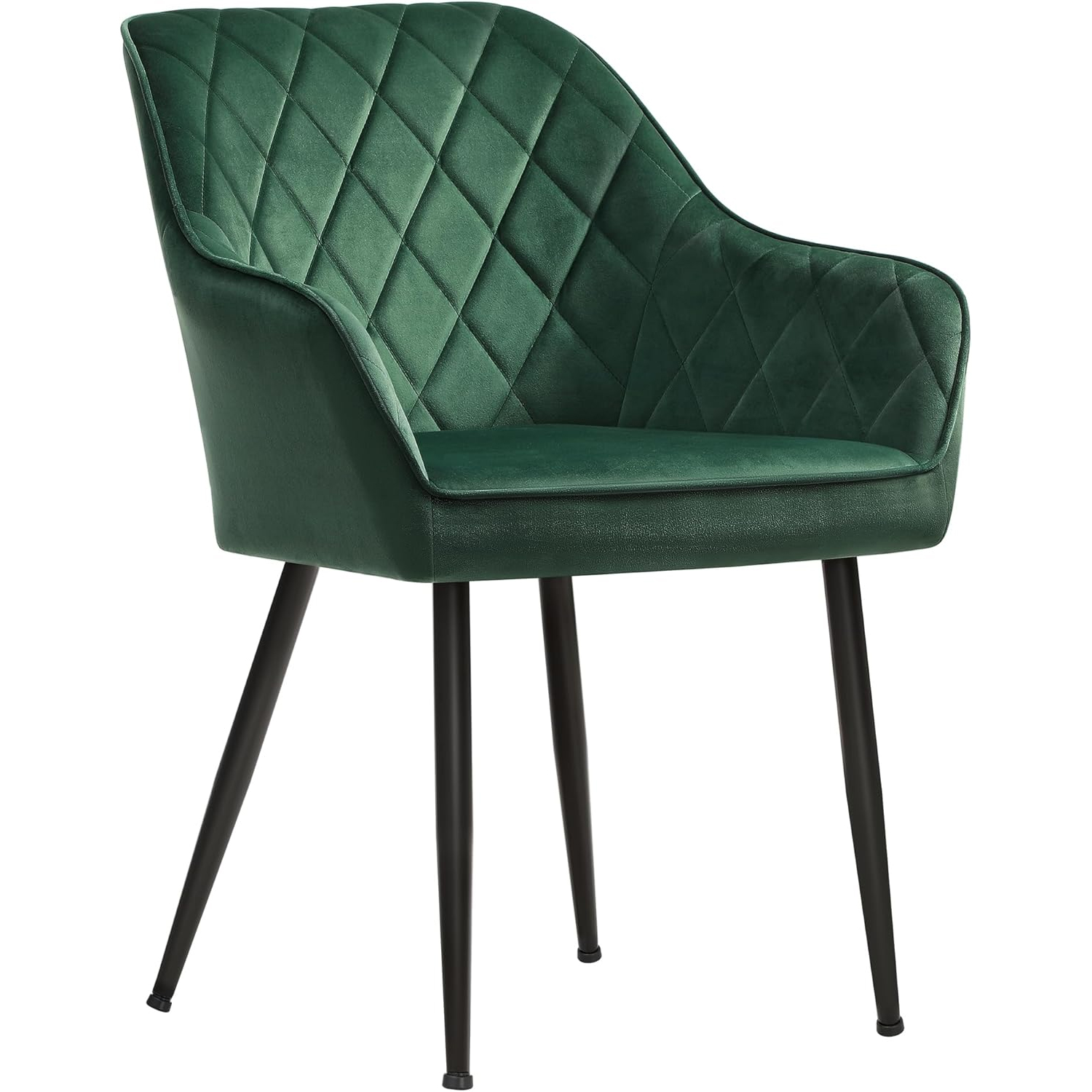 SONGMICS Scaun living tapitat din catifea cu cotiere, sarcina 110 kg, 63x60x85 cm, verde