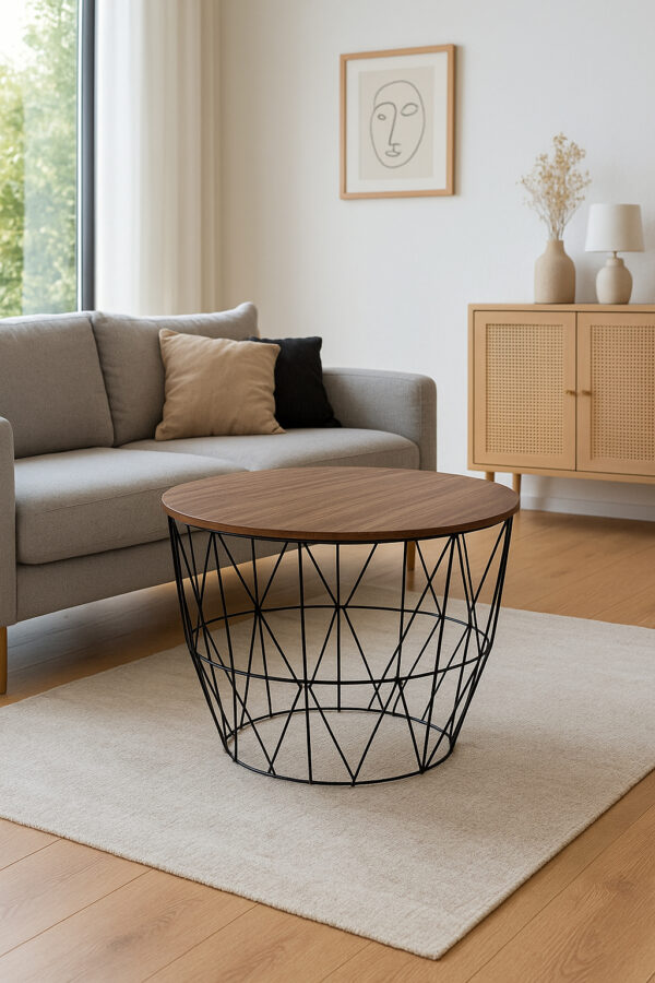 Masuta cafea Atmosphera Atomic, MDF si otel, 56x40 cm, negru - imagine 2