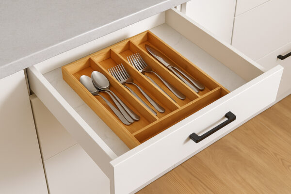 Organizator tacamuri 5Five din bambus si MDF cu 5 compartimente, 34x25 cm, maro natural - imagine 5