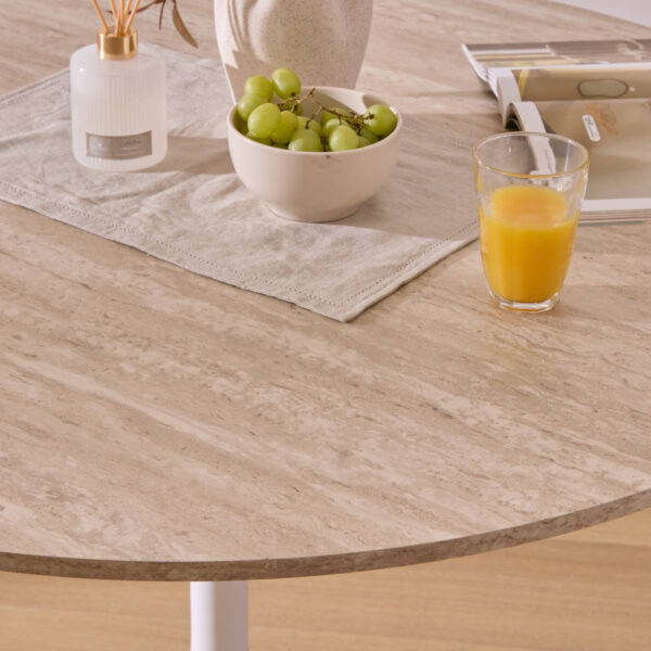 Masa rotunda Atmosphera Elias, 102x74 cm, MDF si metal, bej si alb - imagine 5
