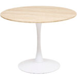 Masa rotunda Atmosphera Elias, 102x74 cm, MDF si metal, bej si alb