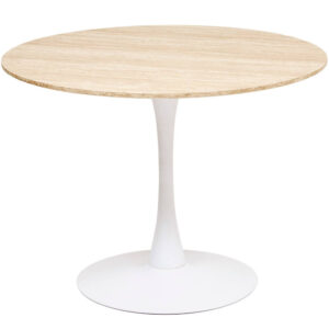 Masa rotunda Atmosphera Elias, 102x74 cm, MDF si metal, bej si alb