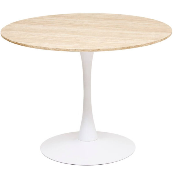 Masa rotunda Atmosphera Elias, 102x74 cm, MDF si metal, bej si alb