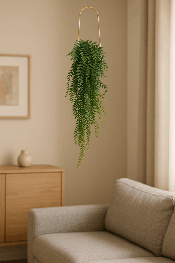 Planta artificiala suspendata Atmosphera Le Collectionneur cu ghiveci ceramic, 105 cm, auriu - imagine 2