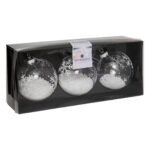 Set 3 globuri Craciun din sticla, diametru 8 cm, transparente