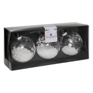 Set 3 globuri Craciun din sticla, diametru 8 cm, transparente