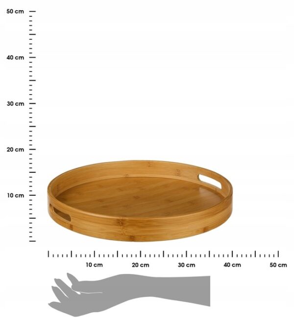 Tava servire rotunda 5Five din bambus si MDF, diametru 40 cm, maro natur - imagine 5