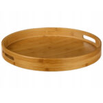 Tava servire rotunda 5Five din bambus si MDF, diametru 40 cm, maro natur