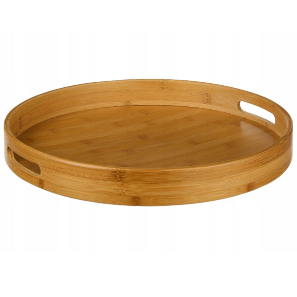 Tava servire rotunda 5Five din bambus si MDF, diametru 40 cm, maro natur