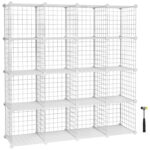 SONGMICS Organizator cu 16 cuburi modulare de depozitare, configurabil, metalic, 123x31x123cm, alb