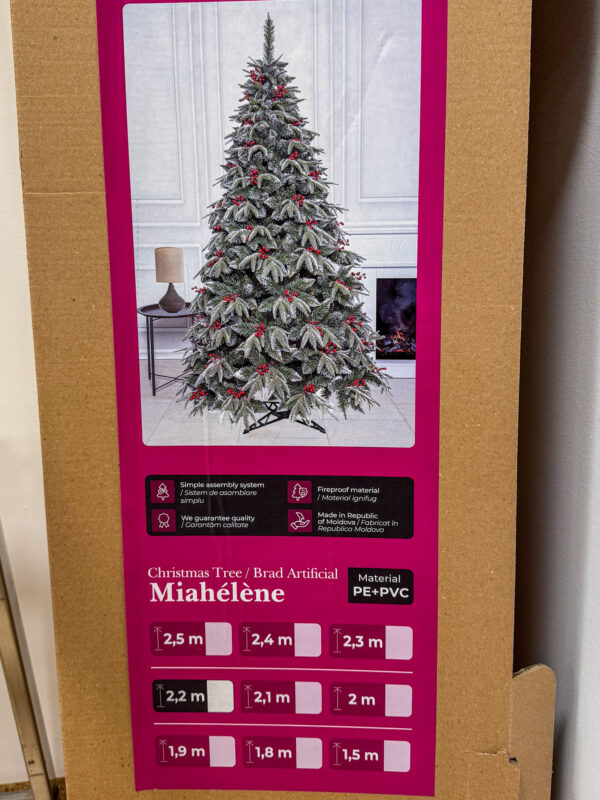 Brad artificial Sersimo, Miahelene Elite, verde nins cu merisoare, mix 2D+3D, 220 cm - imagine 16