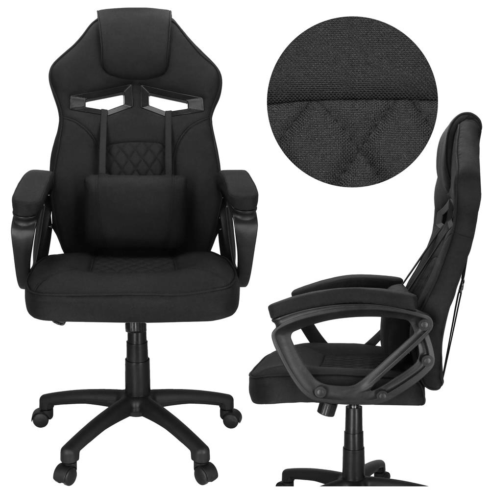 Scaun de birou ergonomic cu reglaj pe inaltime, functie de balans si perna lombara, 59x52x125 cm, negru - imagine 4