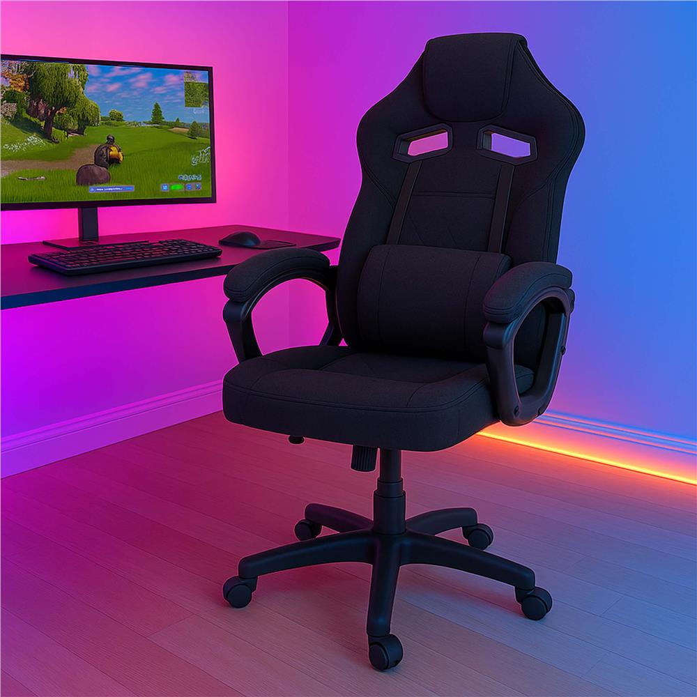 Scaun de birou ergonomic cu reglaj pe inaltime, functie de balans si perna lombara, 59x52x125 cm, negru - imagine 9