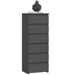 Comoda cu 6 sertare, PAL laminat 16 mm, 40x35x109 cm, gri