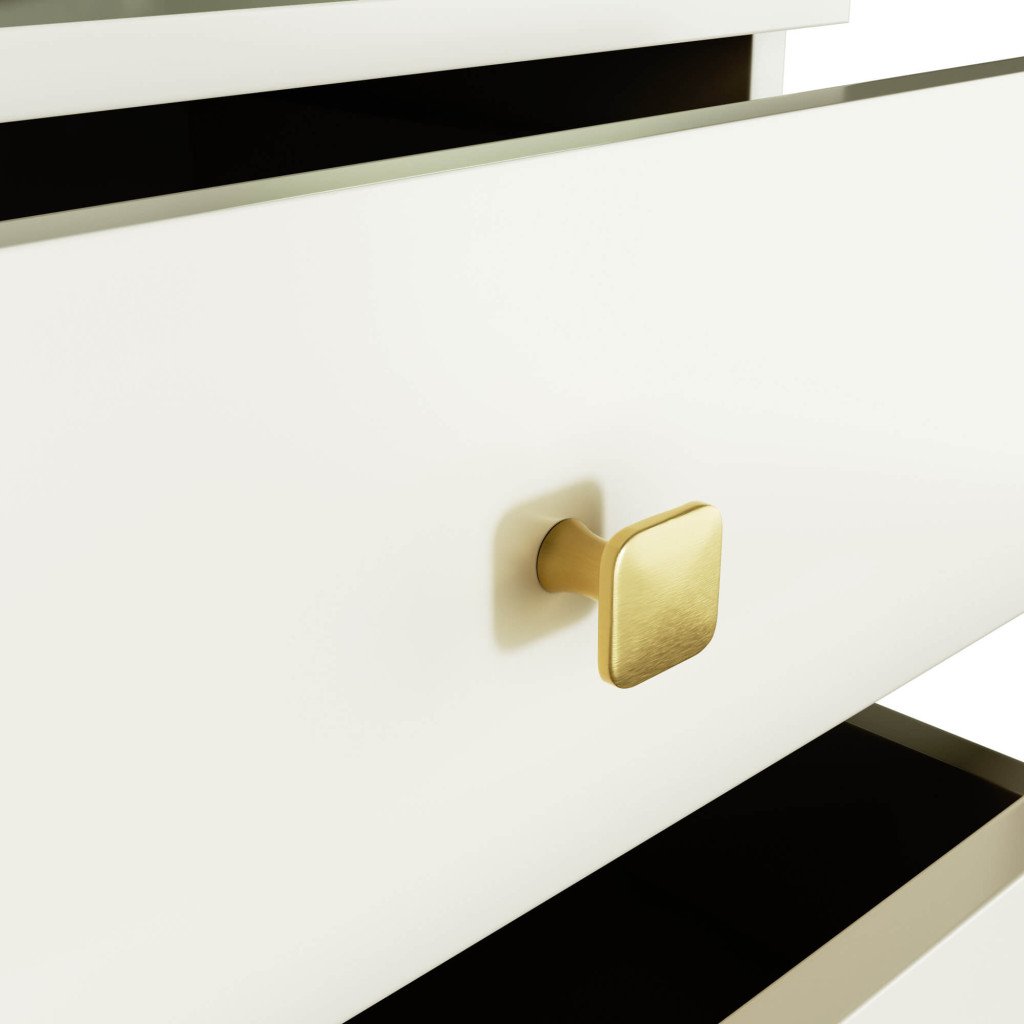 Comoda MOBI K-03 cu 3 sertare, PAL laminat 16 mm, 40x37x58 cm, bej si auriu - imagine 5