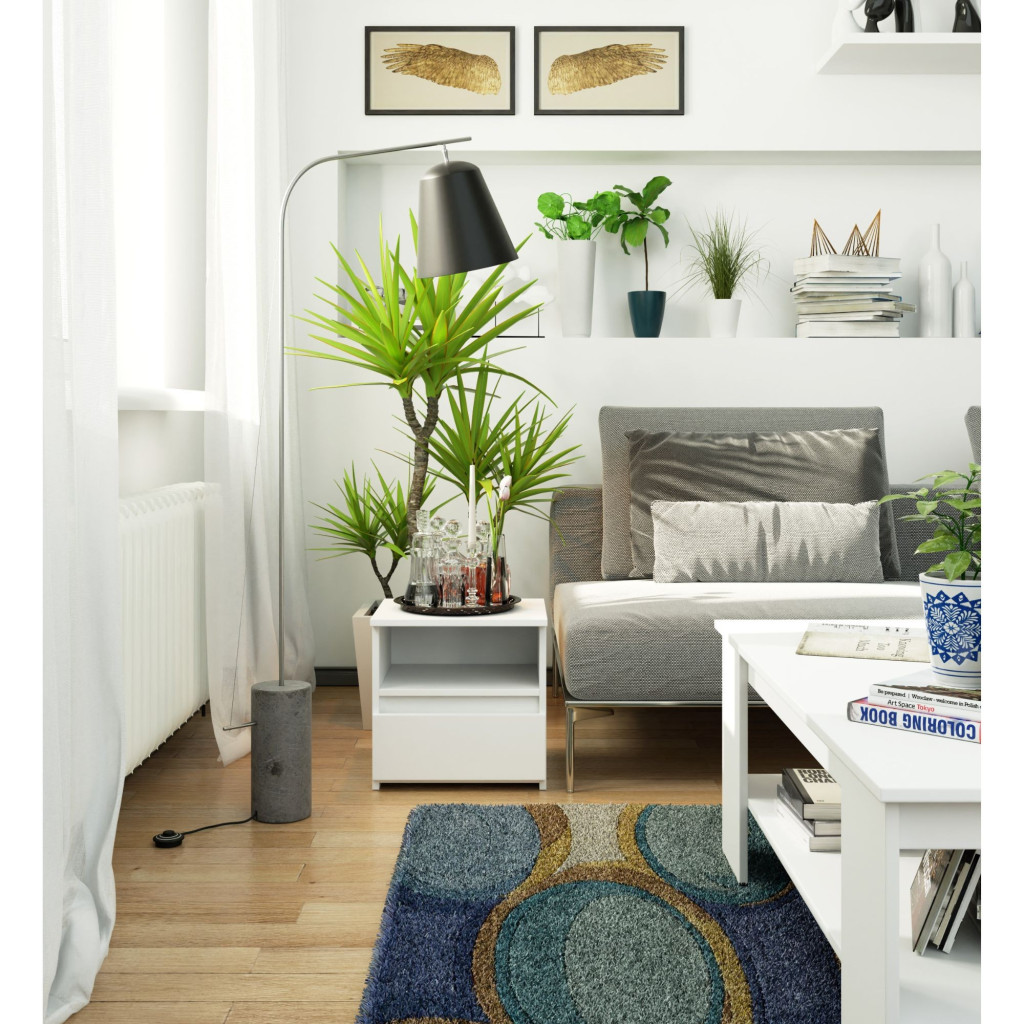 Noptiera cu sertar, PAL laminat, 40x35x40 cm, alb - imagine 4